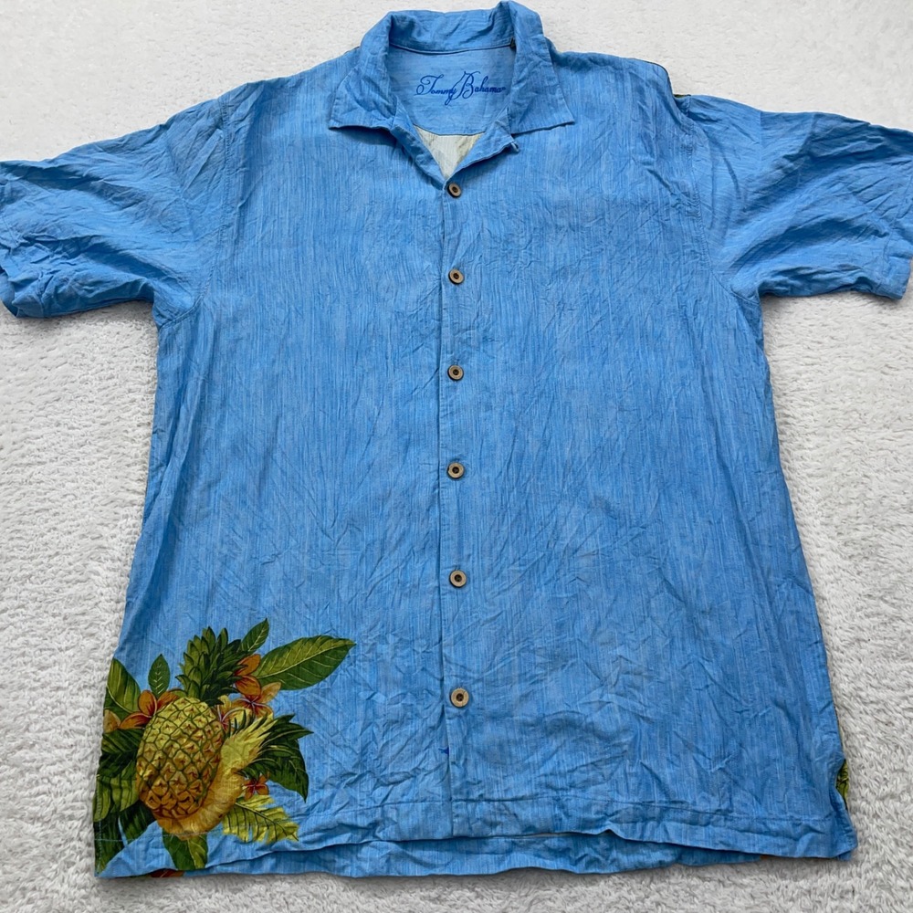 Tommy Bahama Hawaii Pineapple Palms‎ Silk Button Up Shirt Mens Medium